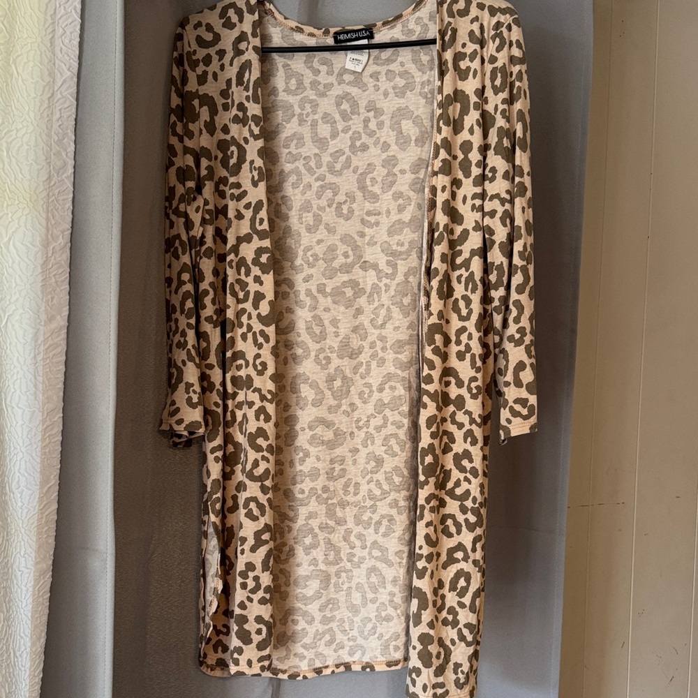 HEIMISH USA Leopard Print Cardigan - Tan and Brown
